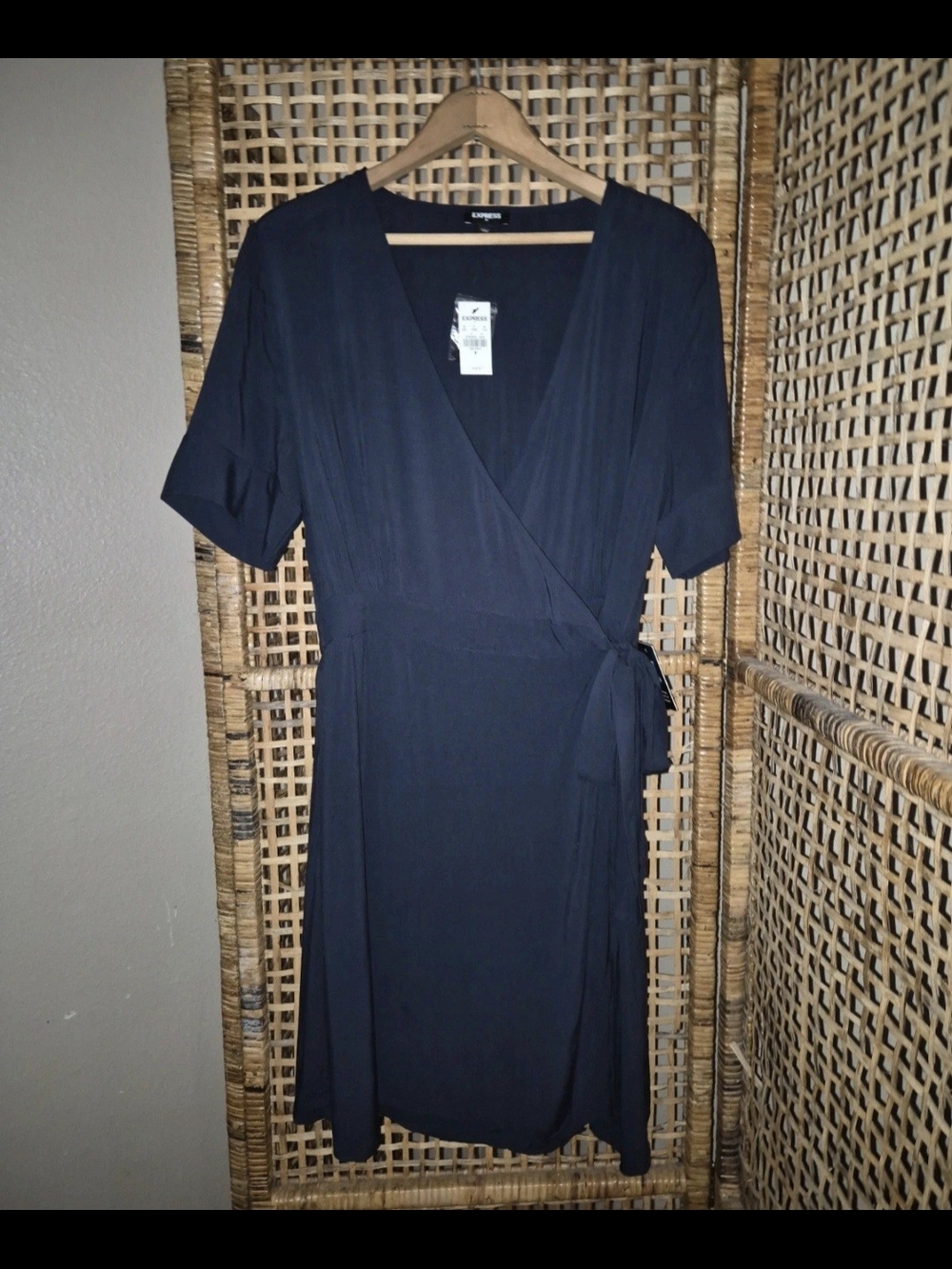 Express Navy Wrap-Style Midi Dress